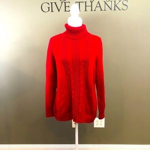 Fashion Bug Cable Knit Turtleneck Red Sweater Large